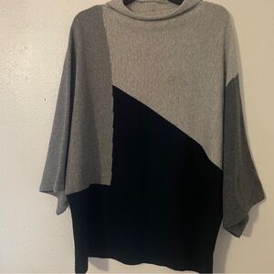 Prive 100% Cashmere XL Gray Black Colorblock Batwing Sweater
